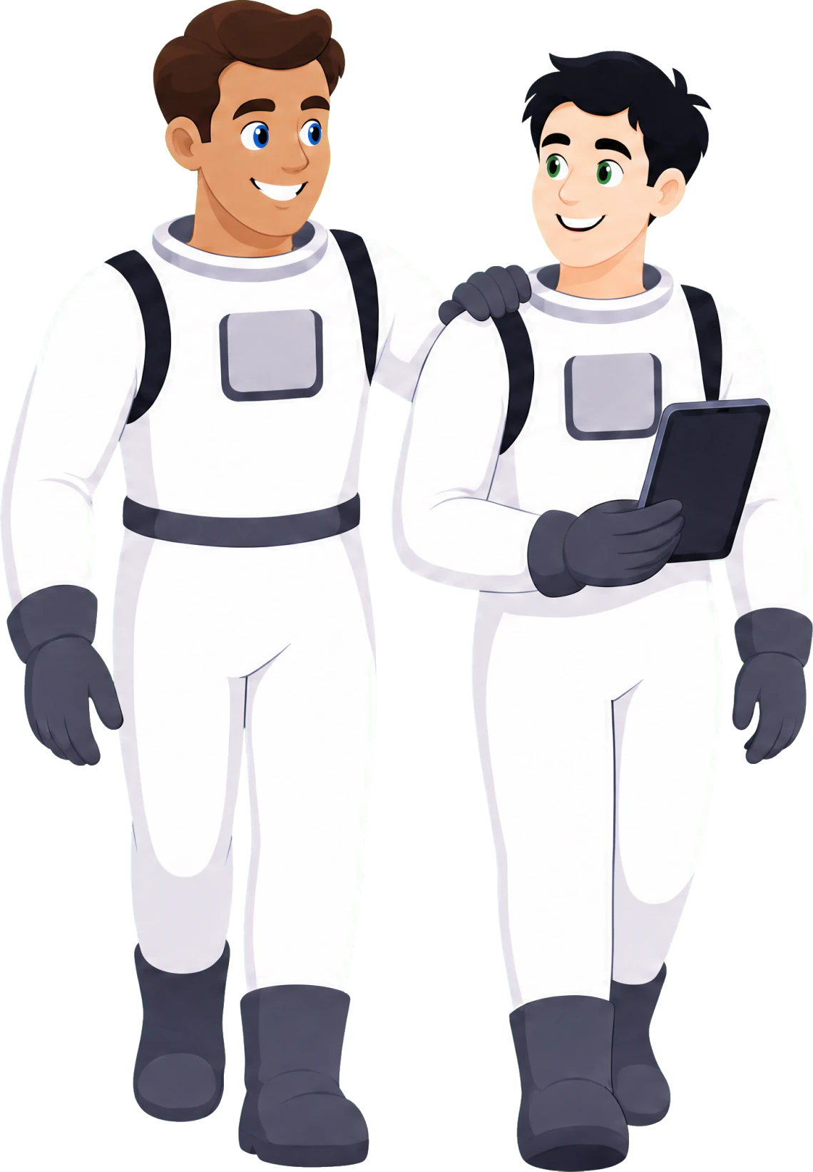 A support worker and a senior mentor standing together, always connected to support